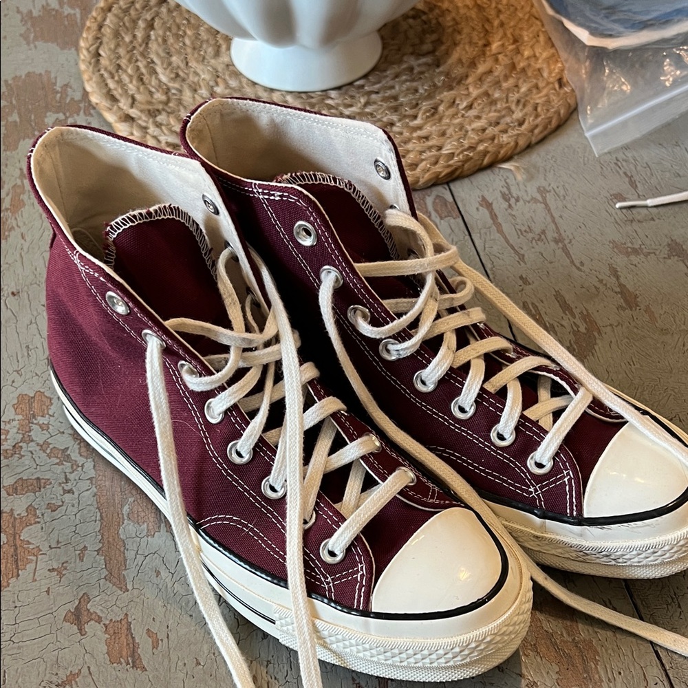 Converse Maroon High-Tops with White Accents